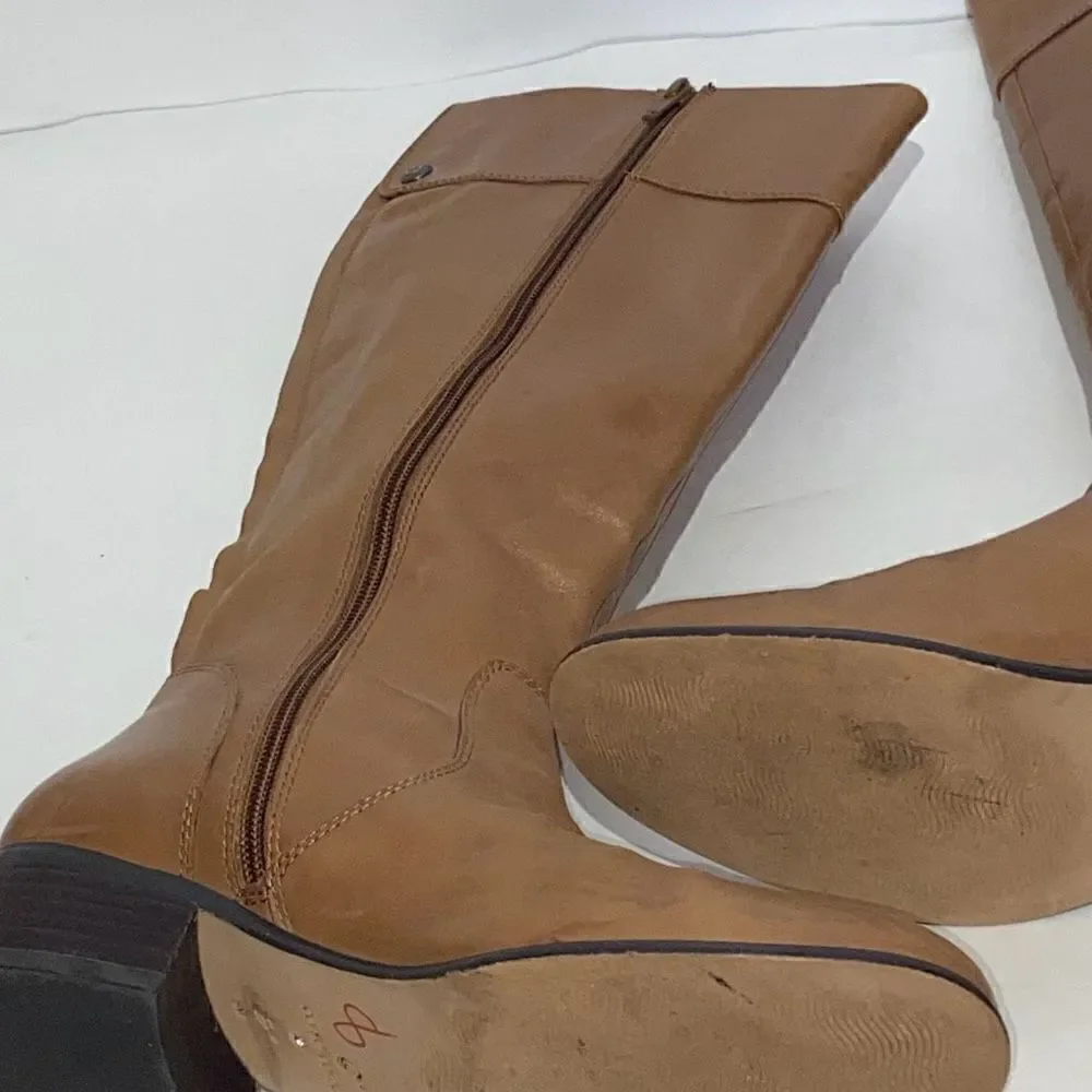 Corso Como Women's Over The‎ Knee Side Zip Leather Riding Boots Brown Size 8M